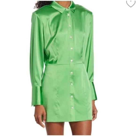 Frame Denim Bright Peridot Strong Shoulder Mini Dress - Picture 5 of 15